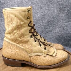 Larry Mahan Women
Nattool Tan Tooled Leather Kiltie Western Boot Size 8.5 M🔥